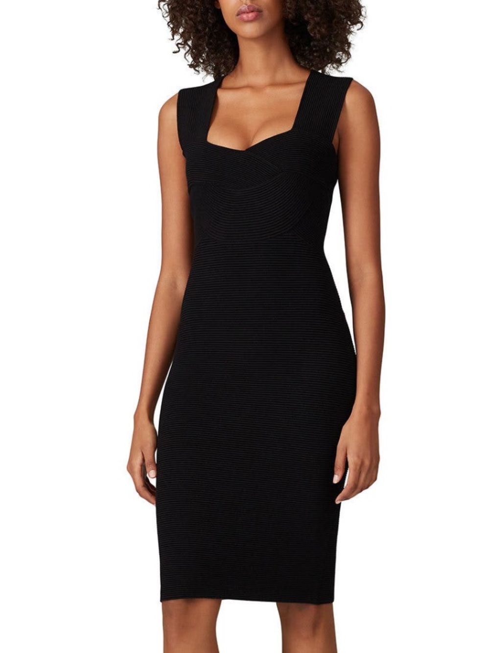 Gently Used Milly Woven Ottoman Bodycon Dress in Black, Size L